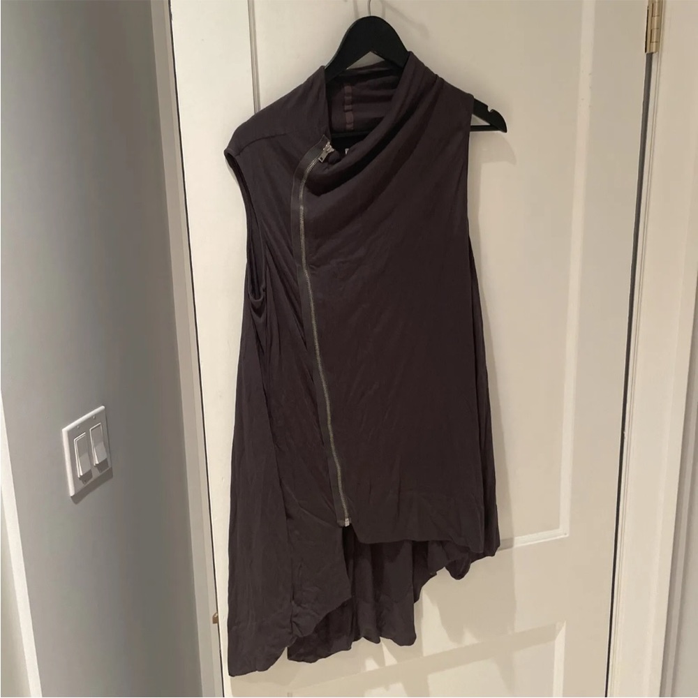 Dark grey side zip extra mermaid side tail Rick owens cardigan sweater size 10